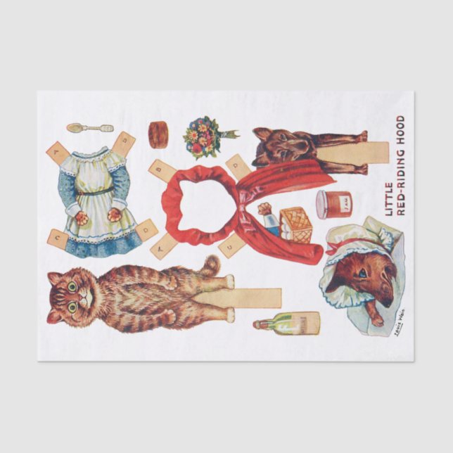 Papel De Seda Pequeno Cabelo Vermelho, Boneca de Papel, Louis Wa (Frente )