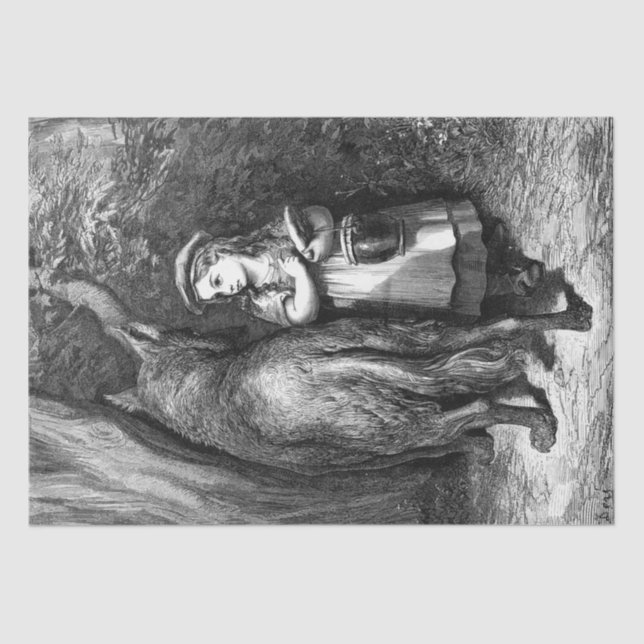 Papel De Seda Pequeno Capuchinho Vermelho Conhece o Velho Padre  (Frente )