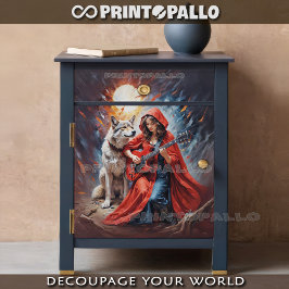 Papel De Seda Pequeno capuz vermelho e Banda do lobo Rock