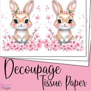 Papel De Seda Pequeno coelhinho rosa bonito floresce