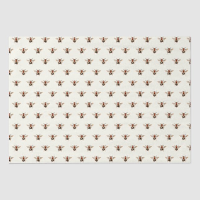 Papel De Seda Pequeno Padrão de Abelhas Vintage (Frente )