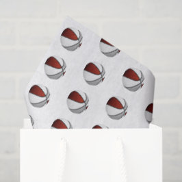 Papel De Seda pequeno padrão de bolas de basquete cinza e grená