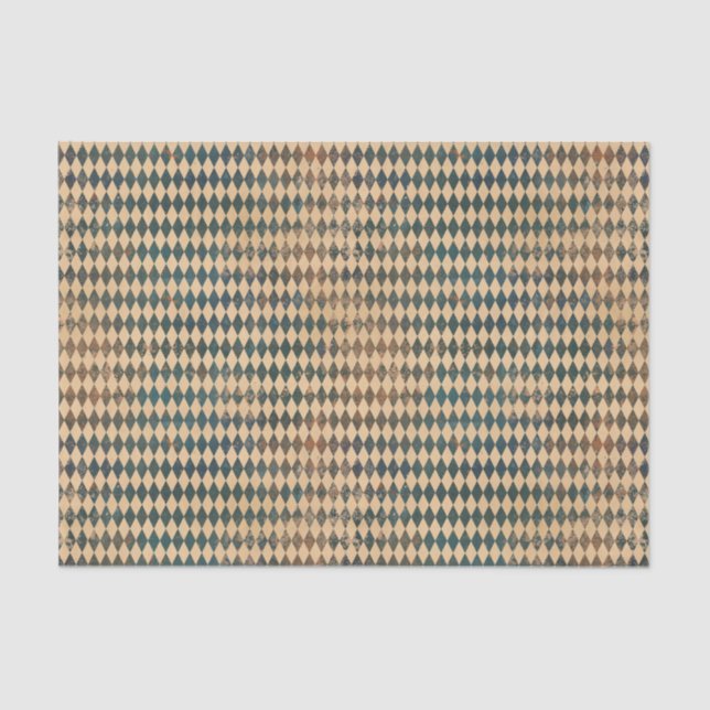 Papel De Seda Pequeno Padrão de Diamante Harlequin (Frente )