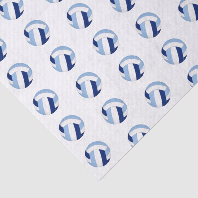 Papel De Seda pequeno padrão de voleibol branco azul (Detalhes)