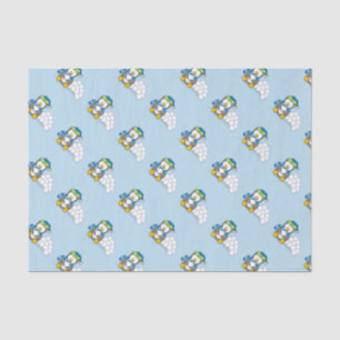 Papel De Seda Pequeno pinguim sentado com bolas de neve com pape