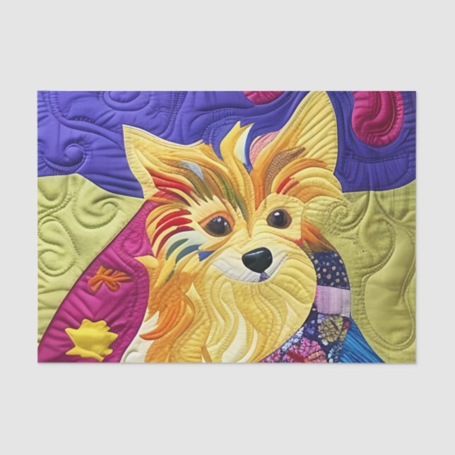 Papel De Seda Pequeno Pom Puppy Quilado Como Design (Frente )