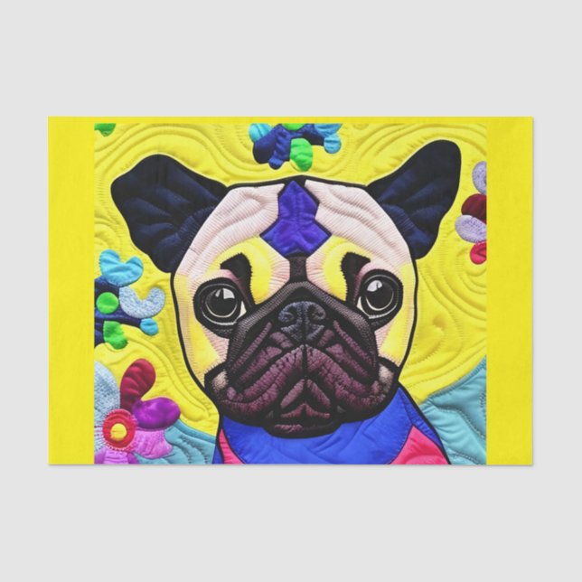 Papel De Seda Pequeno Pug Puppy Como Design (Frente )