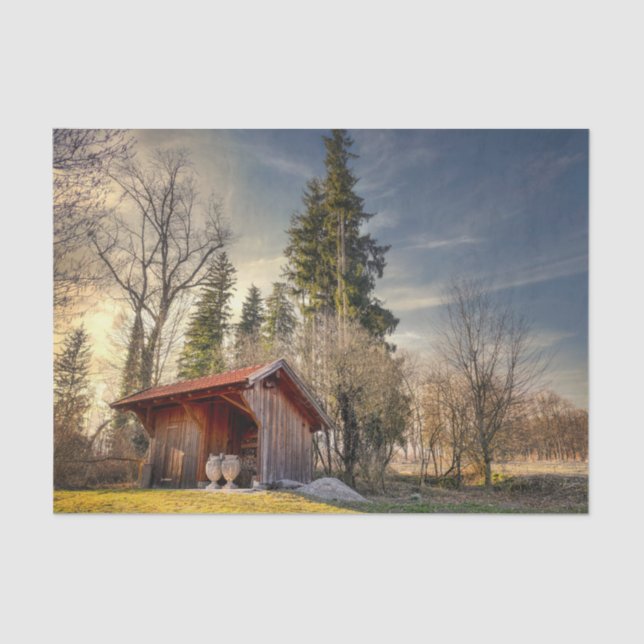 Papel De Seda Pequeno Red Barn com Potes Cerâmicos (Frente )