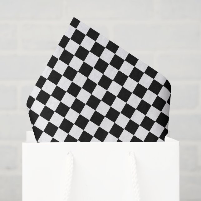 Papel De Seda Pequeno Xadrez Preto e Branco (Sacola de presentes)