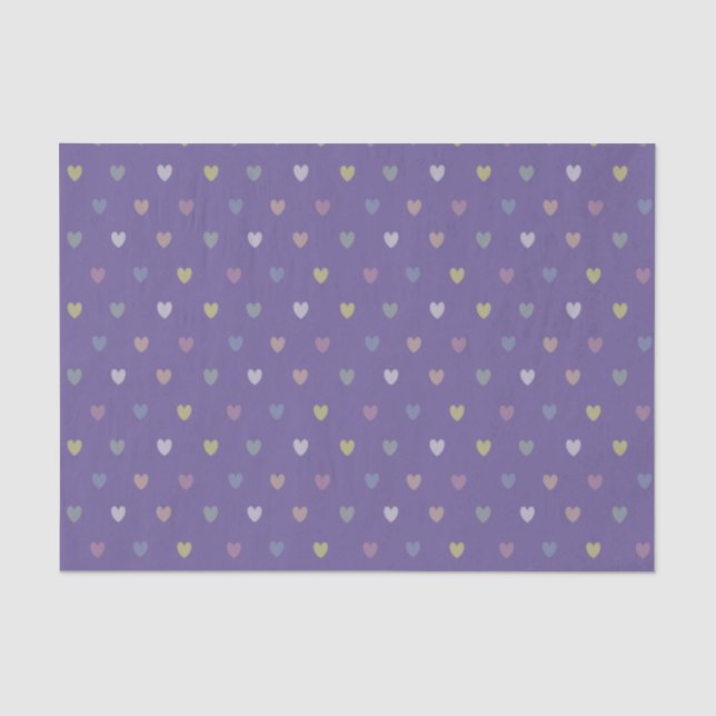 Papel De Seda Pequenos corações de polca em roxo ultra violeta (Frente )