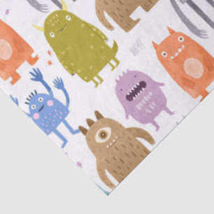 Papel De Seda Pequenos monstros berçário infantil