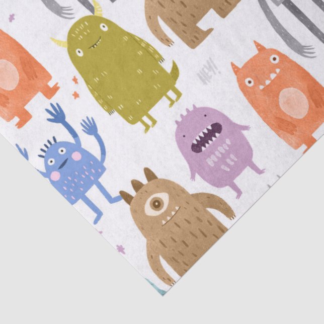 Papel De Seda Pequenos monstros berçário infantil (Detalhes)