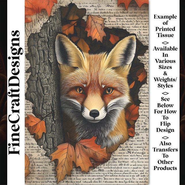 Papel De Seda Pequim Fox Autumn Deixa Ephemera BK5 Decoupage (Criador carregado)