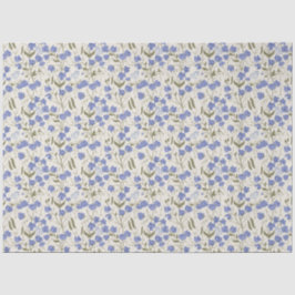 Papel De Seda Pera Doce Floral padrão repetido Azul e Creme