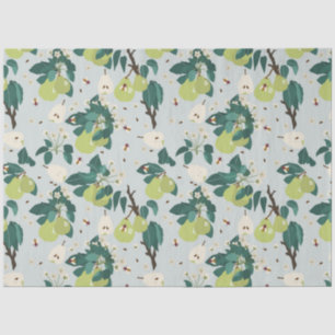 Papel De Seda Peras e Abelhas num Jardim Botânico Floral