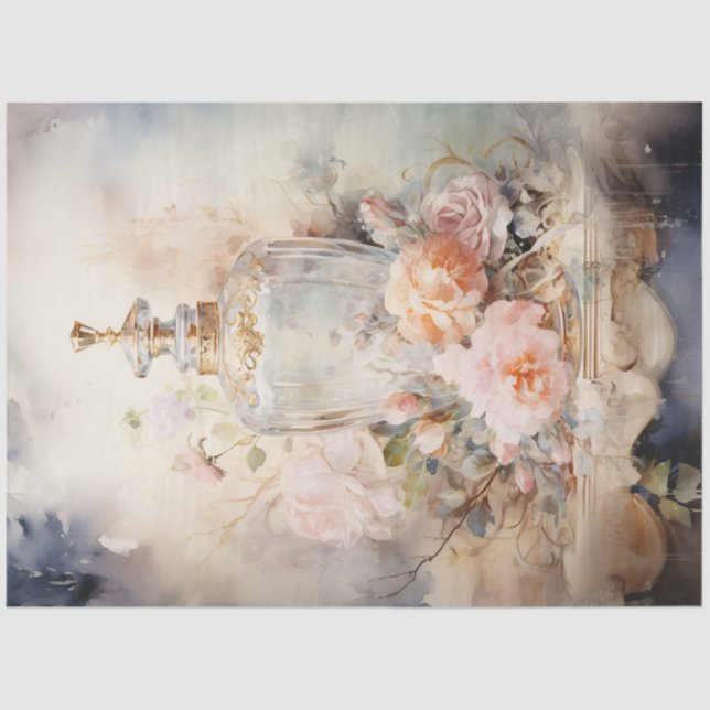 Papel De Seda Perfume de chique pastoso a aquarela vítrea (Frente )