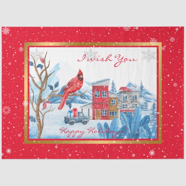 Papel De Seda Personalizar Cardeal E Paisagem (Frente )