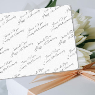 Papel De Seda Personalizar Nomes, Ano de Aniversário, Letra Cinz