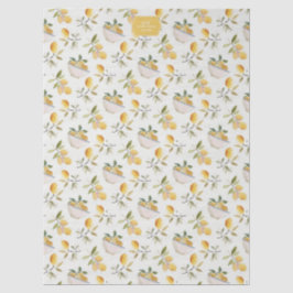 Papel De Seda Personalized French Country Lemon Pattern Monogram