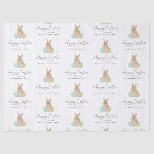 Papel De Seda Personalized Happy Easter Bunny Watercolor (Frente )