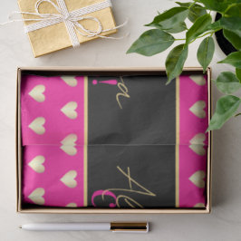 Papel De Seda Personalized Hot Pink Black Gold Heart Christmas
