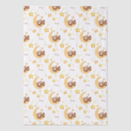 Papel De Seda Personalized Teddy Bear Moon Baby Shower