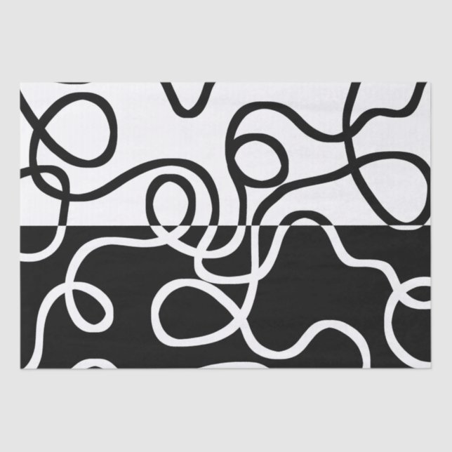 Papel De Seda Persuasão linear I: Abstrato preto e branco (Frente )