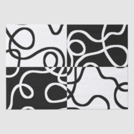 Papel De Seda Persuasão linear II: Abstrato preto e branco