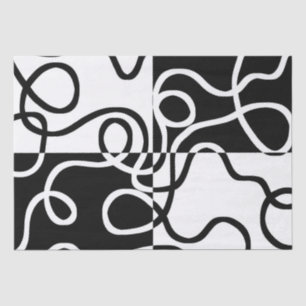 Papel De Seda Persuasão linear II: Abstrato preto e branco