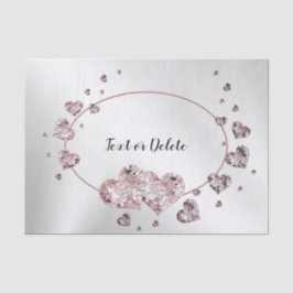 Papel De Seda Pêssego Rosa Corações Geométricos Elegantes Brilha