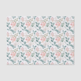 Papel De Seda Pêssego Verde Floral