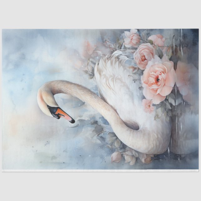 Papel De Seda Pêssego verde pastoso de aquarela esbranquiçada (Frente )