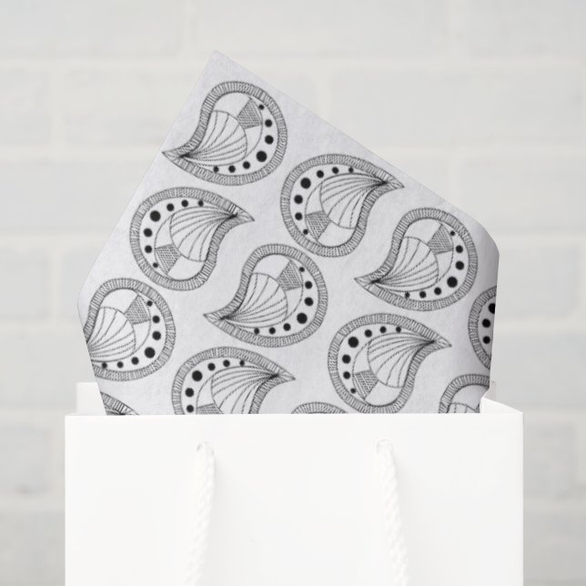 Papel De Seda Petal Paisley Ritmo linhas pretas (Sacola de presentes)