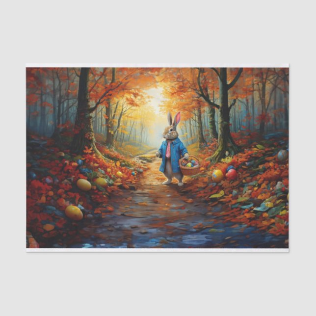 Papel De Seda Peter Easter Bunny com cesto de ovos de Páscoa (Frente )