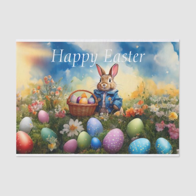 Papel De Seda Peter Easter Bunny com Ovos de Páscoa (Frente )