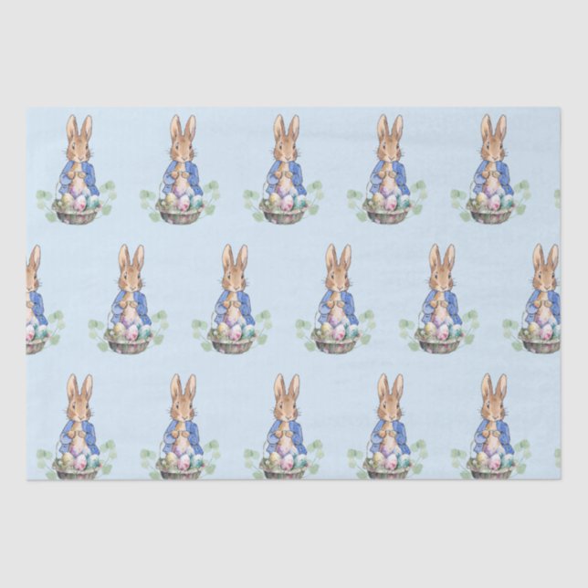 Papel De Seda Peter o Coelho com a Cesta de Ovos de Páscoa (Frente )