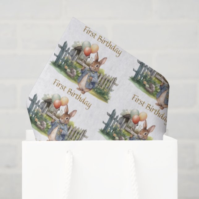 Papel De Seda Peter, os balões do coelho Primeiro Aniversário (Sacola de presentes)