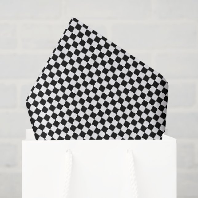 Papel De Seda Petite Black and White Checked (Sacola de presentes)