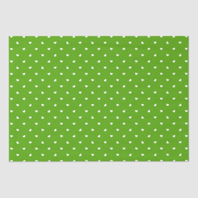 Papel De Seda Petite Hearts on Bright Green (Frente )