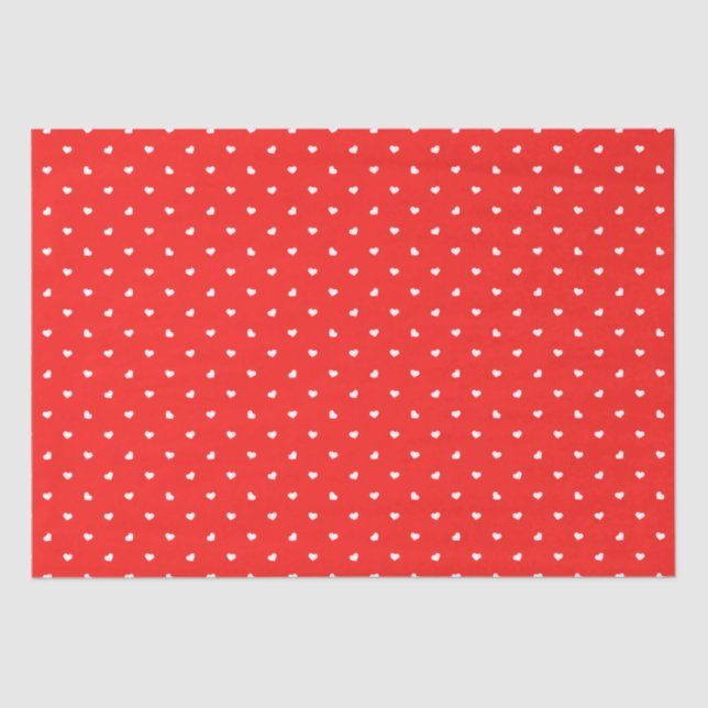 Papel De Seda Petite Hearts on Bright Red Tissue Paper (Frente )