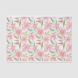 Papel De Seda Pia verde-lírio-floral pastel