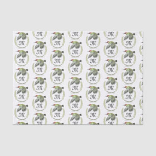 Papel De Seda Pica-pau verde em monograma de voo