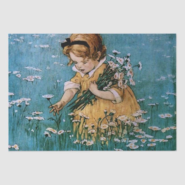 Papel De Seda Picking Daisies por Jessie Willcox Smith (Frente )