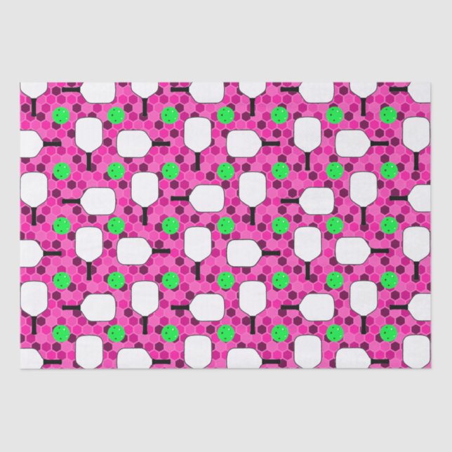 Papel De Seda Pickleball Paddle - Hexágonos Magenta Honeycomb (Frente )