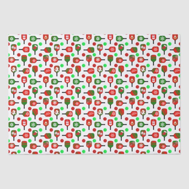 Papel De Seda Pickleball Red Paddles Balls X-Mas (Frente )