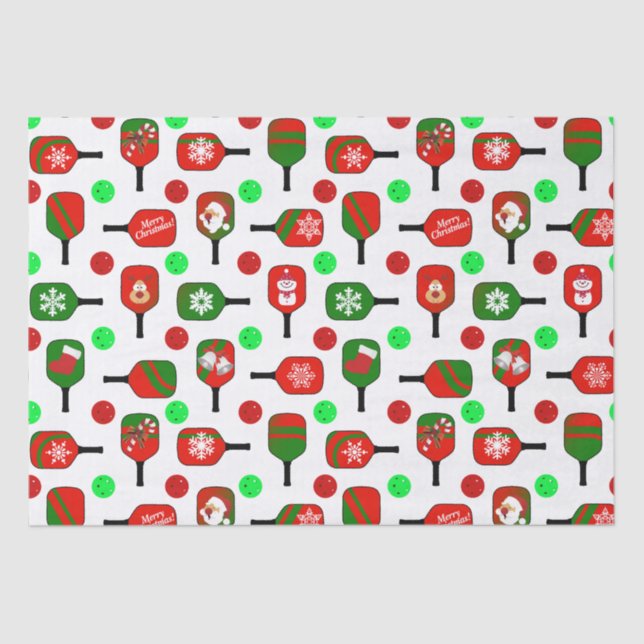 Papel De Seda Pickleball Red Paddles Balls X-Mas (Frente )