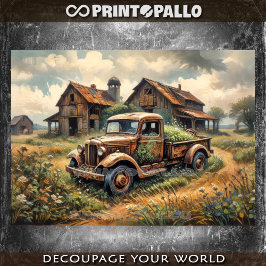 Papel De Seda Pickup Rusty abandonada na paisagem rural