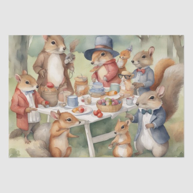 Papel De Seda Picnic de aquarela com a dissociação Amigos de Woo (Frente )