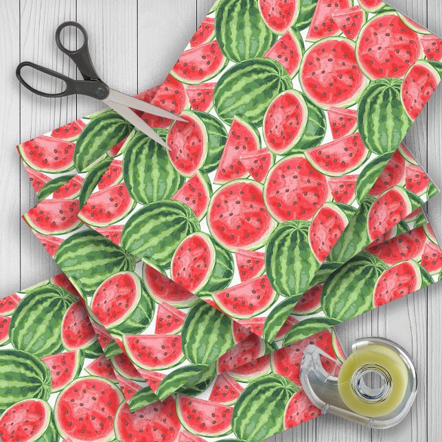 Papel De Seda Picnic de verão vermelho (Watermelon gift wrapping tissue paper)