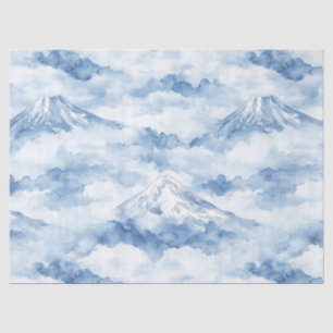 Papel De Seda Picos Nebulosos – Paisagem Montanhosa em Aquarela